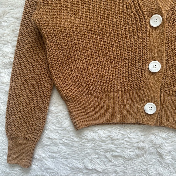 Madewell Greywood Crop Cardigan Sweater Button Front 100% Cotton Toffee Sz XS - Picture 6 of 11